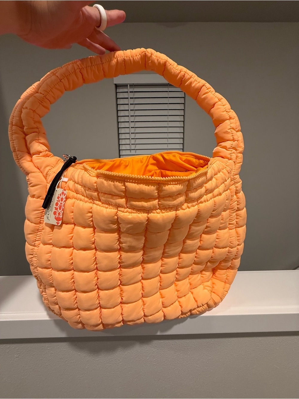 FP Movement by Free People Quilted Peach-Orange Shoulder Bag